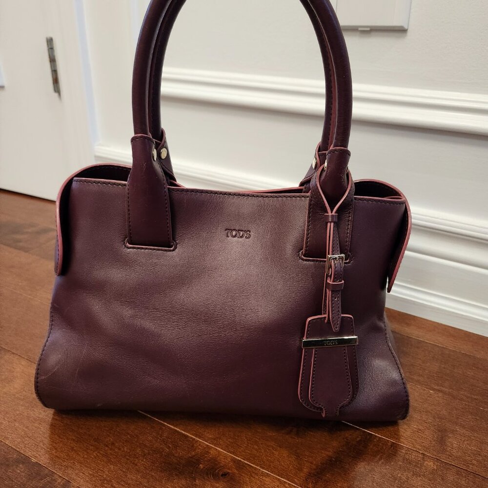 Tod's Burgundy leather cape shoulder bag - Picture 6 of 13